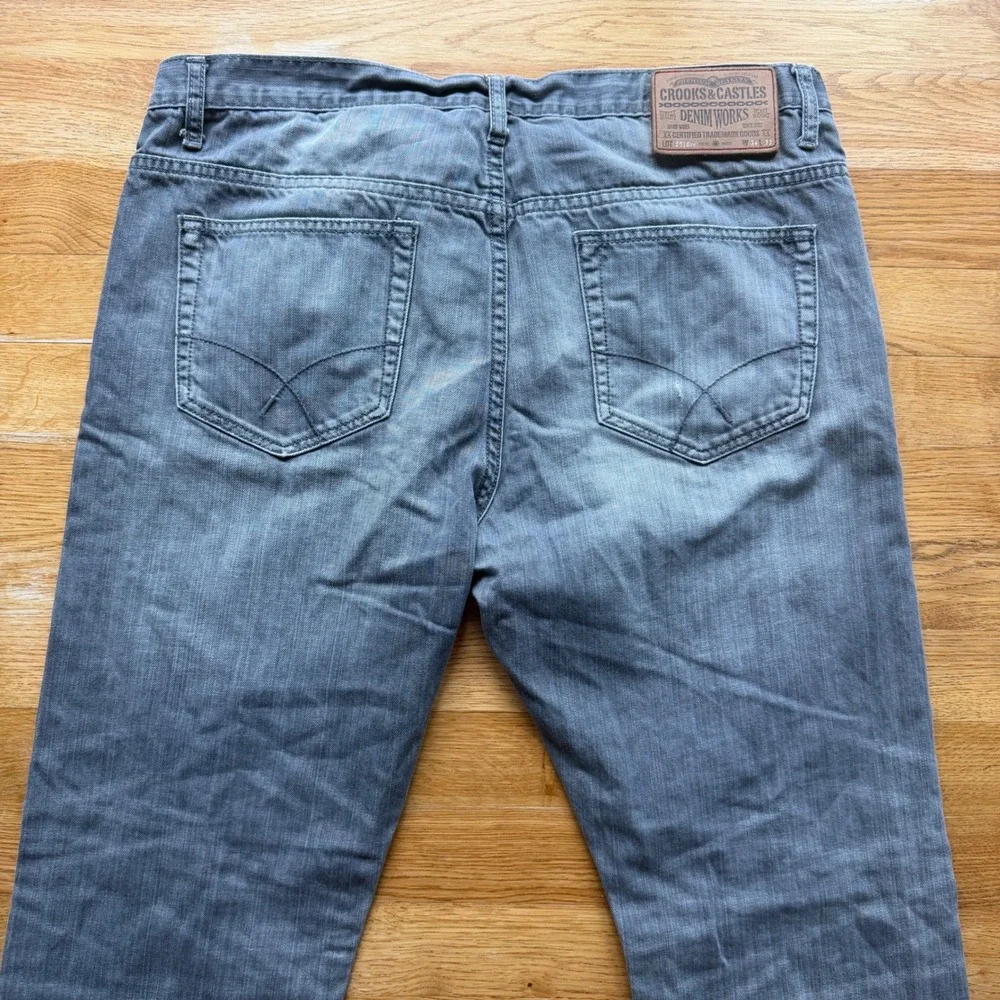 Crooks & Castles Denim Works Ratchet Fit Standard Grey Straight Leg Jeans 34x32